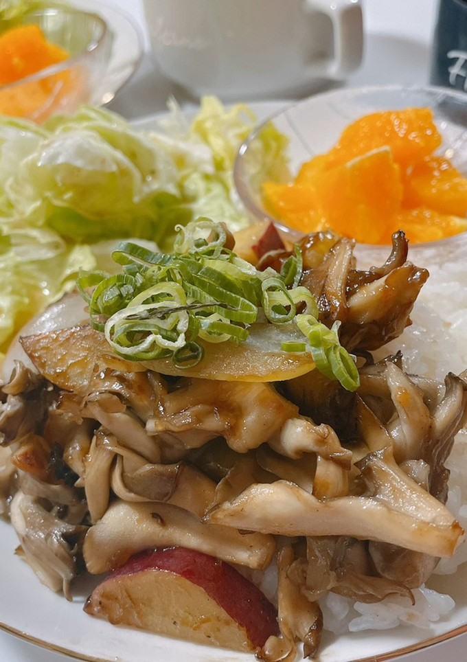 まいたけとさつまいもの甘酢炒め-レシピのメイン写真