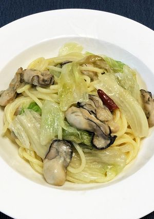 牡蠣とレタスのスパゲッティ-レシピのメイン写真