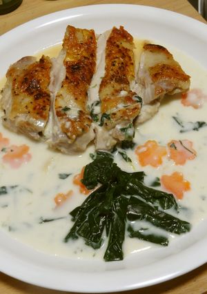 鶏モモステーキに半掛けホワイトシチュー-レシピのメイン写真