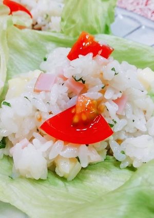ハムチーズの混ぜ寿司レタス包み♬-レシピのメイン写真