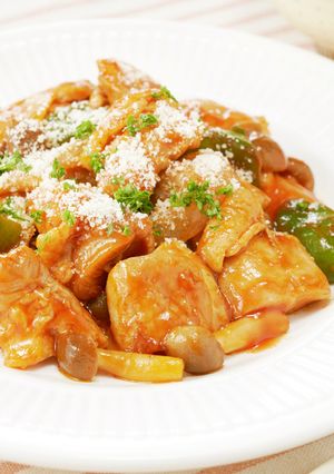 ケチャうま！鶏ときのこのナポリタン炒め-レシピのメイン写真