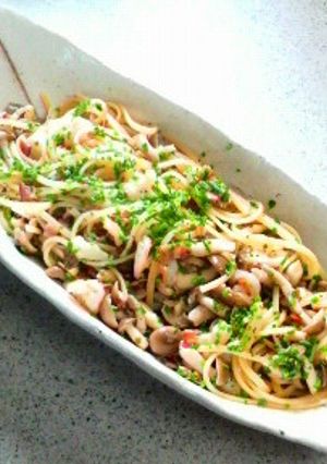 海老としめじとベーコンのオイルパスタ-レシピのメイン写真