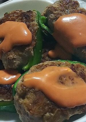 ピーマンの肉詰め～自家製オーロラソースで-レシピのメイン写真
