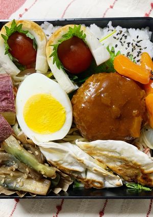 4/25ﾖｯﾁｬﾝ煮込みハンバーグ弁当-レシピのメイン写真