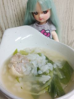 リカちゃん♡鶏水菜鍋の雑炊(卵なし)-レシピのメイン写真