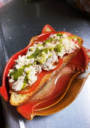 鯖マヨとトマトのオープンサンド-レシピのメイン写真