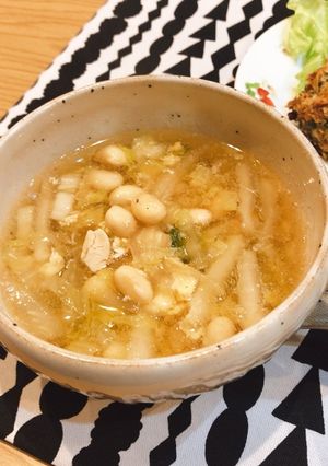 白菜と大豆と卵の酸辣湯風スープ-レシピのメイン写真