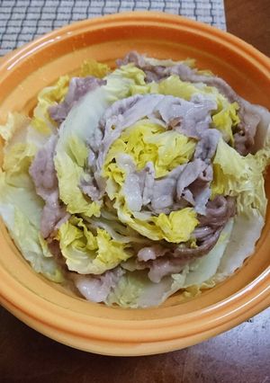 白菜と豚バラのレンチン蒸し煮-レシピのメイン写真