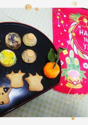 お正月クッキー梅・富士・渦巻き・干支の丑-レシピのメイン写真