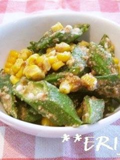 おくらととうもろこしの胡麻和え~♪♪-レシピのメイン写真