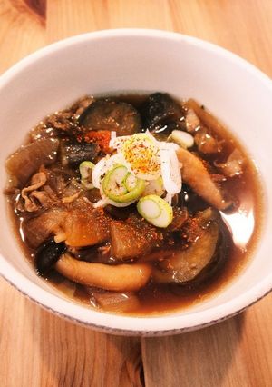 【3月のライオン】なすと豚肉のつけ汁-レシピのメイン写真