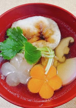 お正月に簡単！☆紅白梅のお雑煮☆-レシピのメイン写真