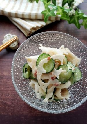 やみつき確定！れんこんの梅マヨサラダ-レシピのメイン写真