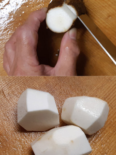 里芋の皮を生で安全・カンタンに剥く方法-レシピのメイン写真