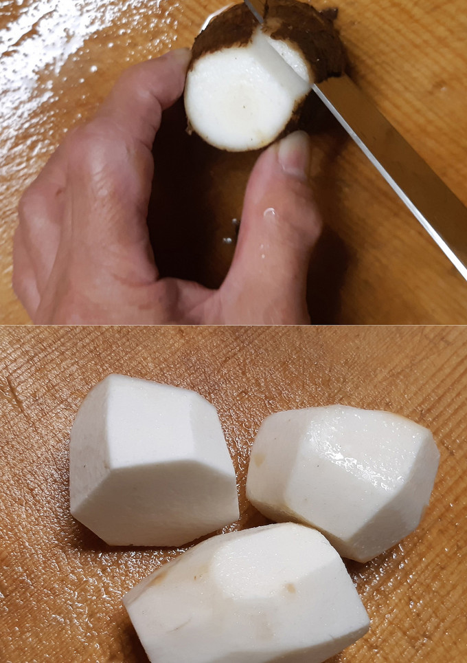 里芋の皮を生で安全・カンタンに剥く方法-レシピのメイン写真