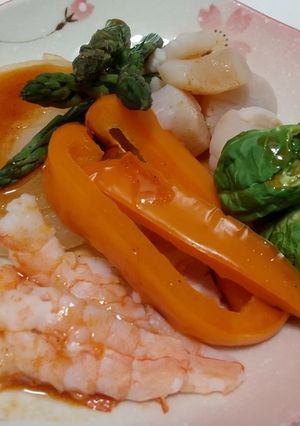 焼き野菜と魚介のエスニックソースがけ-レシピのメイン写真