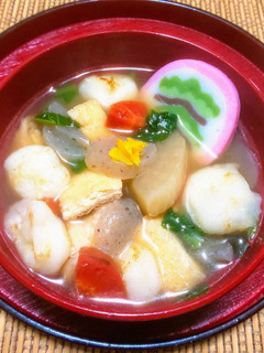 香ばしい豆焼き餅のけんちん汁風お雑煮-レシピのメイン写真