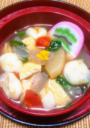 香ばしい豆焼き餅のけんちん汁風お雑煮-レシピのメイン写真