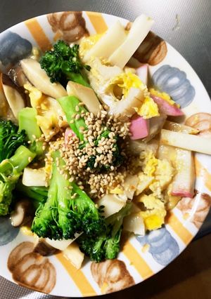 レンジお節材料消費ブロッコリー卵甘酢炒め-レシピのメイン写真