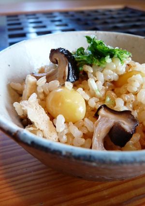 焼き椎茸とぎんなんの玄米ご飯-レシピのメイン写真