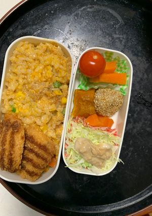 レンジ簡単洋風さっぱり春巻き味炒飯弁当-レシピのメイン写真