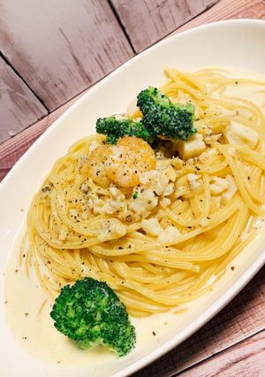 シーフードミックスで簡単クリームパスタ！-レシピのメイン写真