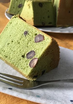 抹茶と小豆のシフォンケーキ(卵3個)-レシピのメイン写真
