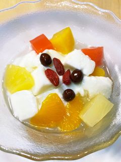 もちもち杏仁豆腐『梅の花風』-レシピのメイン写真