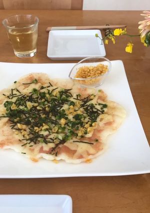 お餅リメイク！たらこバターの餅ピザ-レシピのメイン写真