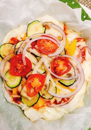 残り野菜で！フライパン餅ピザ-レシピのメイン写真