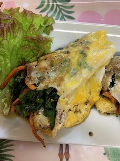 ほうれん草のごま和えで☆オムレツ☆-レシピのメイン写真