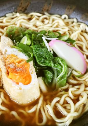 レンジで！巾着稲荷たまごの簡単ラーメン-レシピのメイン写真