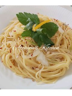 簡単!柚子白菜と三つ葉入りしらすパスタ-レシピのメイン写真