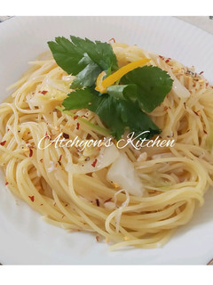 簡単!柚子白菜と三つ葉入りしらすパスタ-レシピのメイン写真