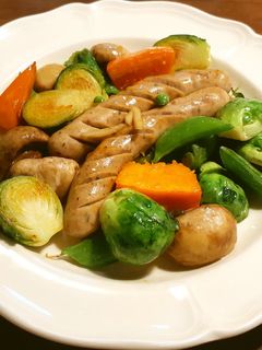 芽キャベツ南瓜マッシュルームの野菜炒め-レシピのメイン写真