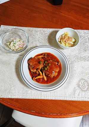 夕食に煮込みハンバーグを作りました。-レシピのメイン写真