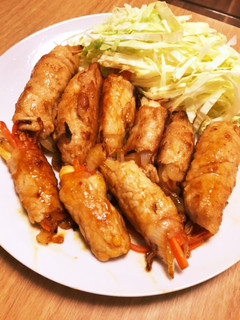 野菜とゆで卵の肉巻きピリ辛焼き-レシピのメイン写真