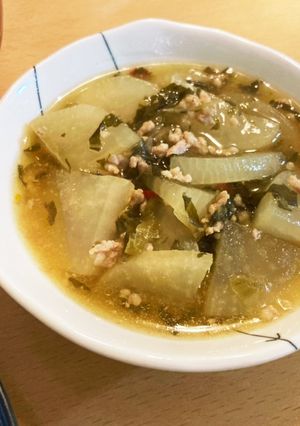 大根と高菜漬け、豚ひき肉の簡単煮-レシピのメイン写真