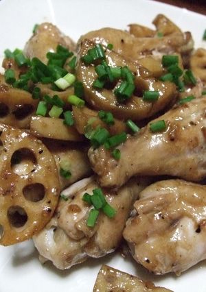 ♪手羽元＆れんこんのにんにく醤油焼き♪-レシピのメイン写真