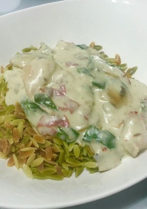 スイスチキンソース♥オルゾ(パスタ)-レシピのメイン写真