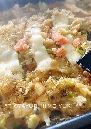 もんじゃ　しっかり明太子(*´꒳`*)-レシピのメイン写真