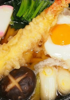 めんつゆでえび天鍋焼きうどん-レシピのメイン写真