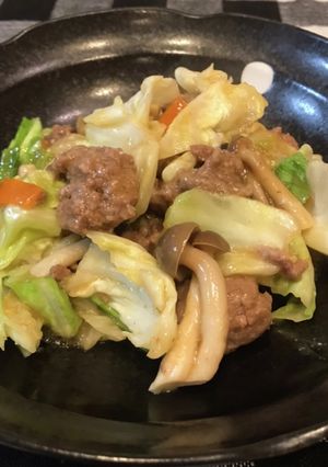 ひき肉とキャベツのピリ辛味噌炒め-レシピのメイン写真