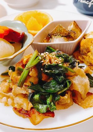 ほうれんそうと豚バラのにんにく醤油炒め-レシピのメイン写真