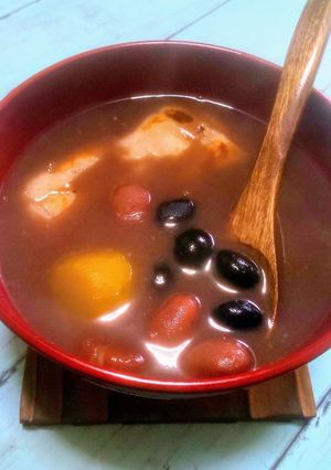 小豆無しで出来る金時豆と黒豆のおしるこ-レシピのメイン写真