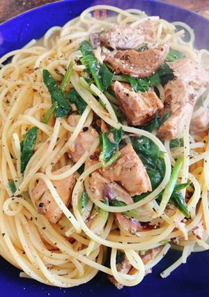 鯖缶とほうれん草のバタぽんパスタ-レシピのメイン写真
