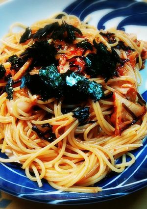 ごま油香るキムチ昆布パスタ-レシピのメイン写真