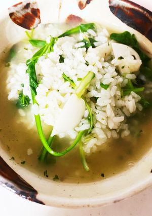ほうじ茶で七草粥-レシピのメイン写真