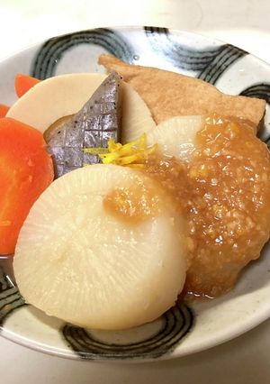 大根と厚揚げなどの煮物 柚子味噌かけ-レシピのメイン写真