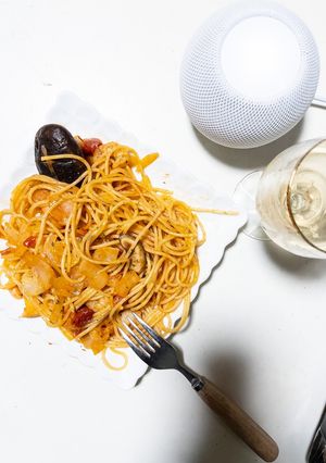 簡単!エビと椎茸のトマトクリームパスタ♪-レシピのメイン写真